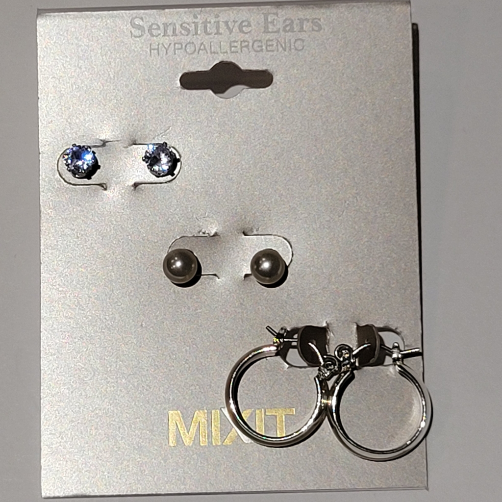 Mixit Set Of 3 Siver Tone Earrings